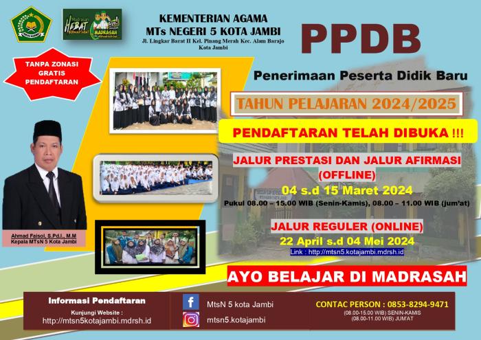 PPDB MTsN 5 KOTA JAMBI TAHUN PELAJARAN 2024/2025