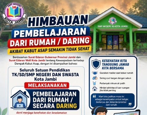 Tanggapi Kabut Asap, MTsN 5 Kota Jambi Gelar Pembelajaran Daring Demi Kesehatan Siswa