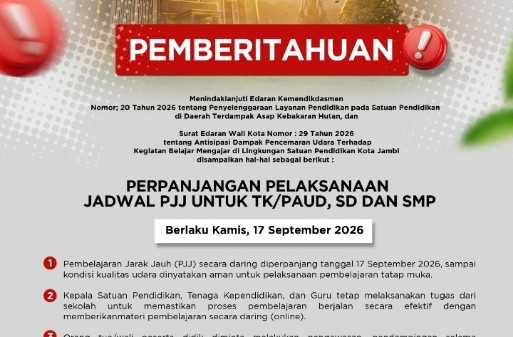 *MTsN 5 Kota Jambi Masih Berlakukan Pembelajaran Daring 17 September 2026 Sesuai SE Wali Kota Jambi No. 29 Tahun 2026* *MTsN 5 Kota Jambi Masih Berlakukan Pembelajaran Daring 17 September 2026 Sesuai SE Wali Kota Jambi No. 29 Tahun 2026*