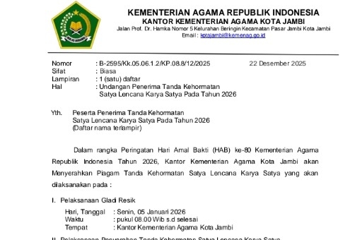 Guru MTsN 5 Kota Jambi Raih Penghargaan Satya Lencana Guru MTsN 5 Kota Jambi Raih Penghargaan Satya Lencana