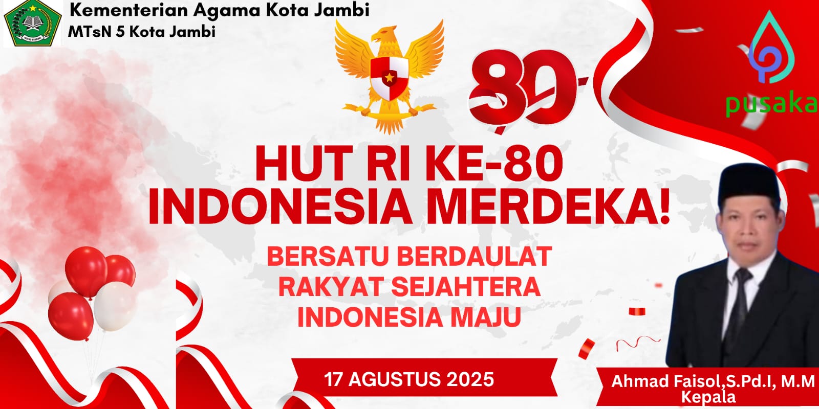 PELAKSANAAN UPACARA MEMPERINGATI HUT KEMERDEKAAN RI KE - 80 BERLANGSUNG KHIDMAD